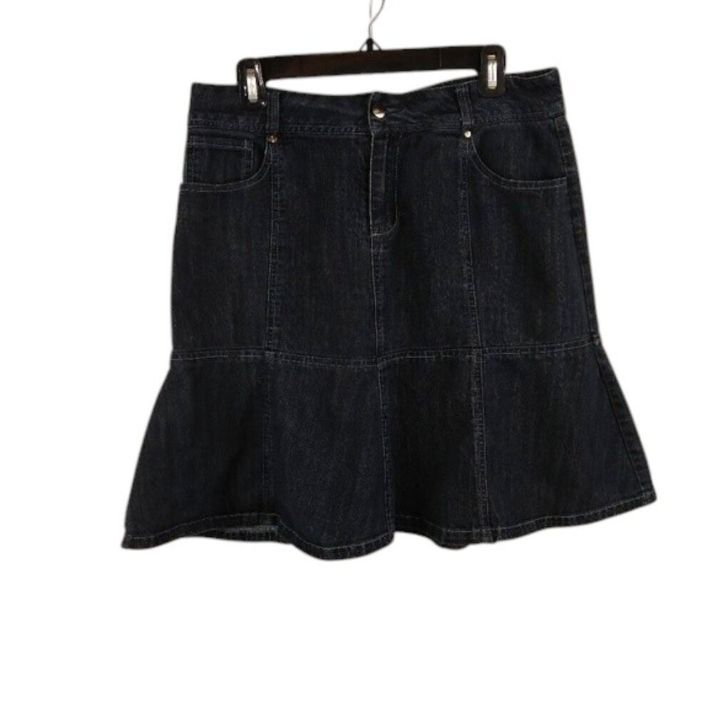 Baccini Blue Denim Flair 2 Pocket Jean Skirt 8 EUC